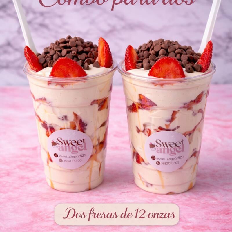 Combo Dos Fresas Con Crema de 12 Onz.