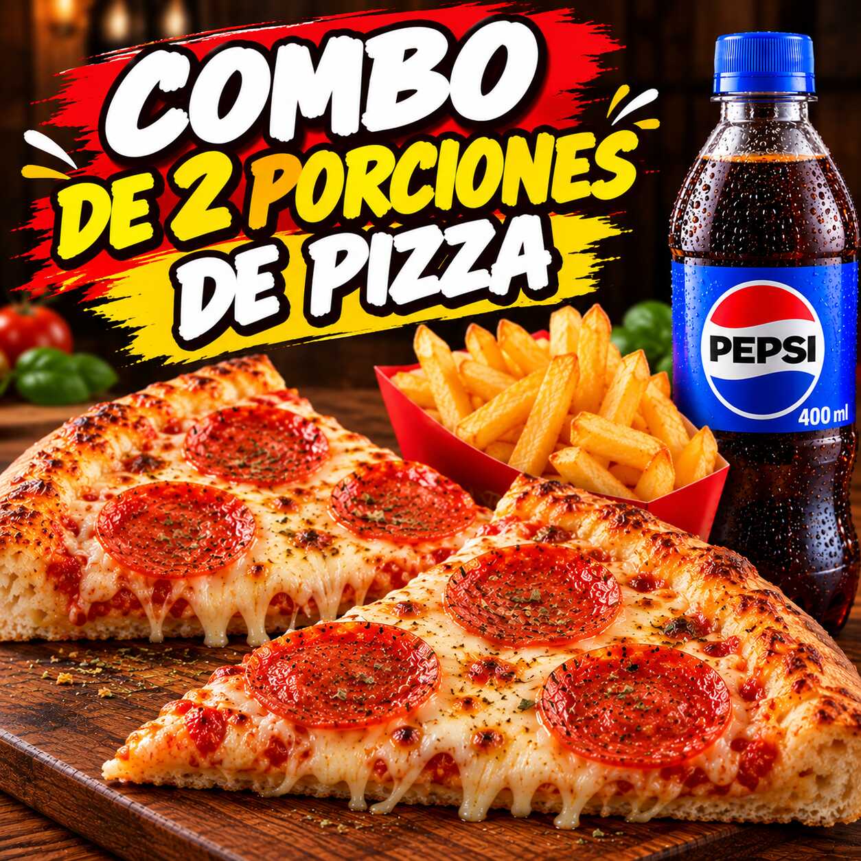 COMBO + 2 PORCION DE PIZZA