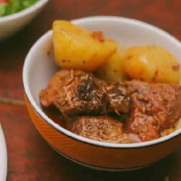 Arroz, feijão de corda, vinagrete, queijo, " tudo misturado", com costela com mandioca.