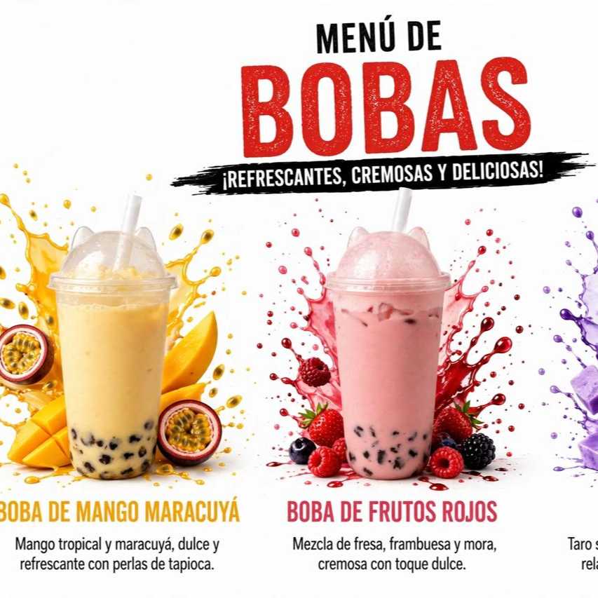 Bobas 700 ML - 3 Sabores / Perlas Tapioca