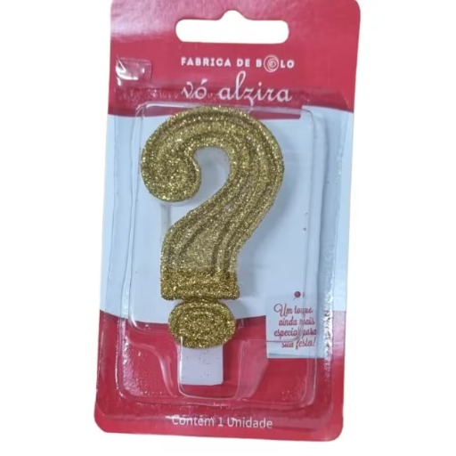 Vela no formato de Interrogação da cor dourada