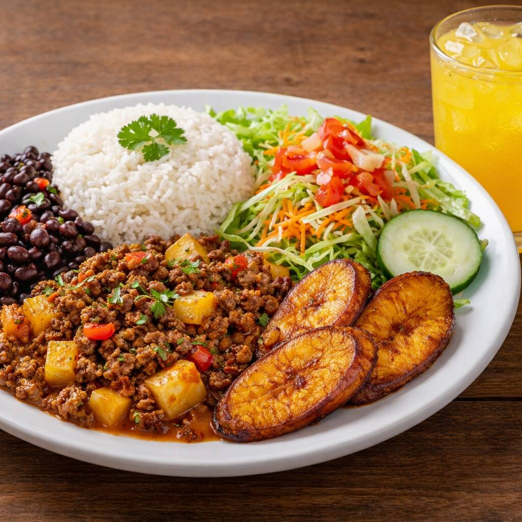 Delicioso Casado con Carne Molida con Papas.