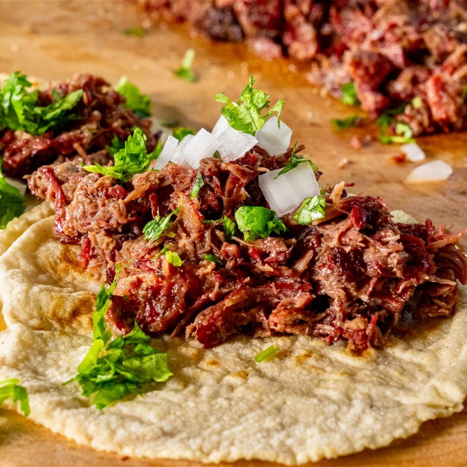 TACO DE BARBACOA EM