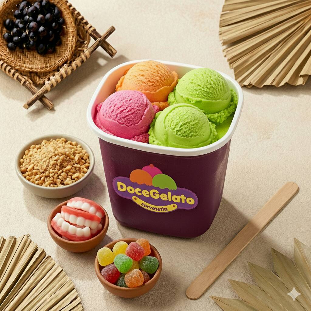 Você escolhe tudo: o tamanho, os complementos e a combinação perfeita! Cremoso, refrescante e do jeitinho que a sua vontade pedir. Aqui o gelato é feito pra agradar você Obs.: Você só pode escolher sabores seguintes: 2 bolas; 2 sabores 4 bolas: 4 sabores 8 bolas: 4 sabores a ordem dos sabores é que vai delimitar quais vão, então se escolher mais vão ser nulos.