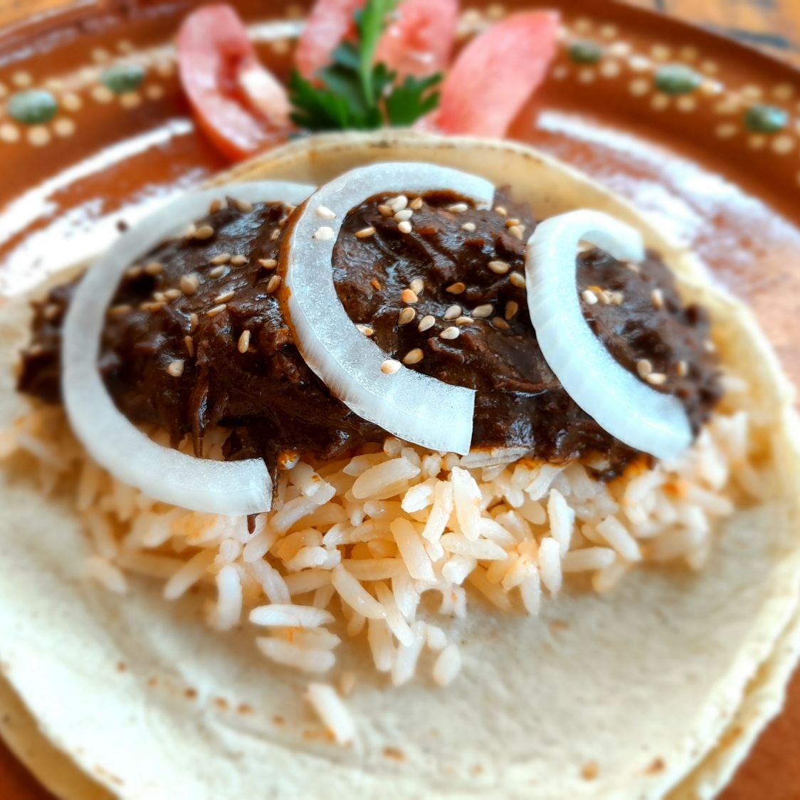 Taco de Pollo en Mole