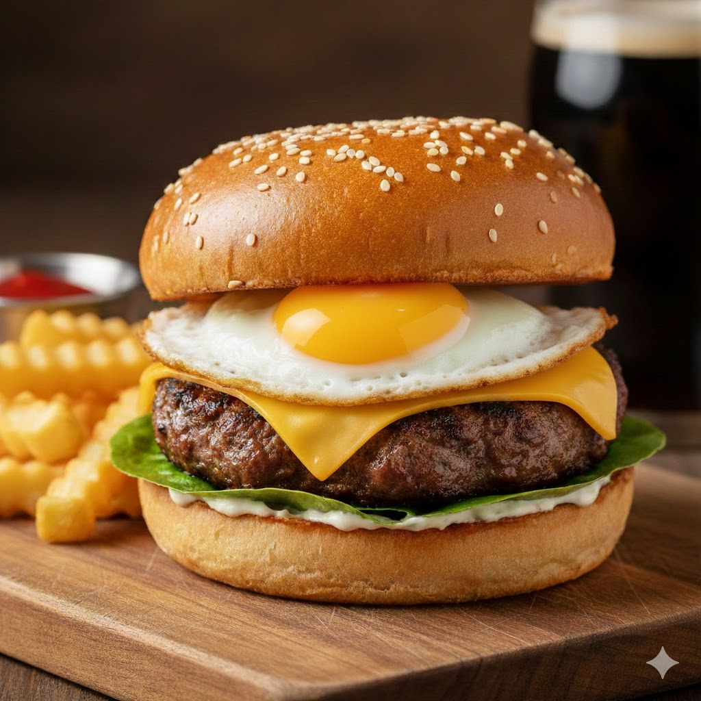 Pao, Queijo, Carne, Ovo, Alface e Maionese da casa. Nossos hambúrgueres são preparados com ingredientes selecionados para garantir uma experiência gastronômica única.