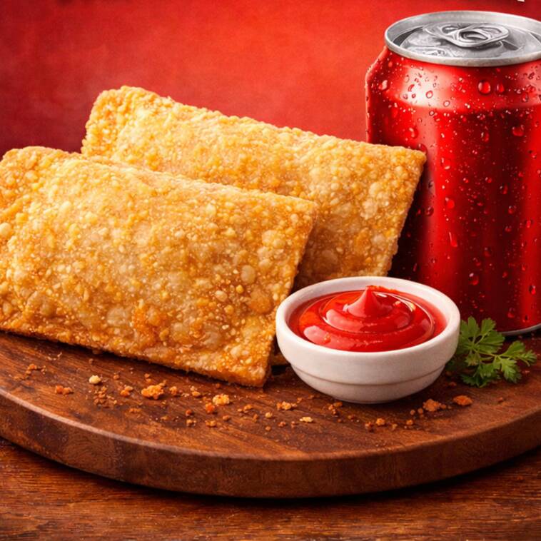 2 pastéis + refrigerante lata