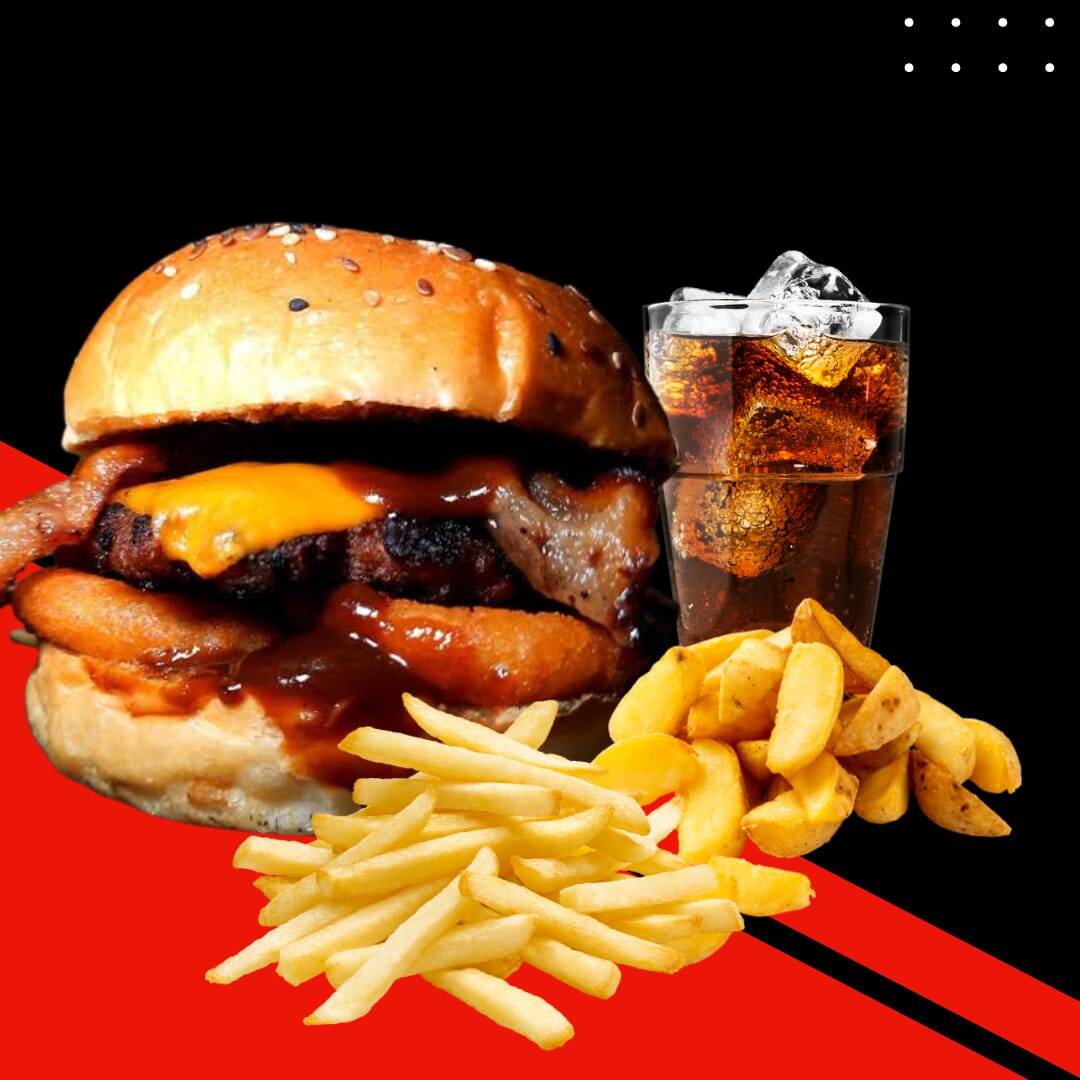 Combo Burger Viejo oeste + papas + refresco