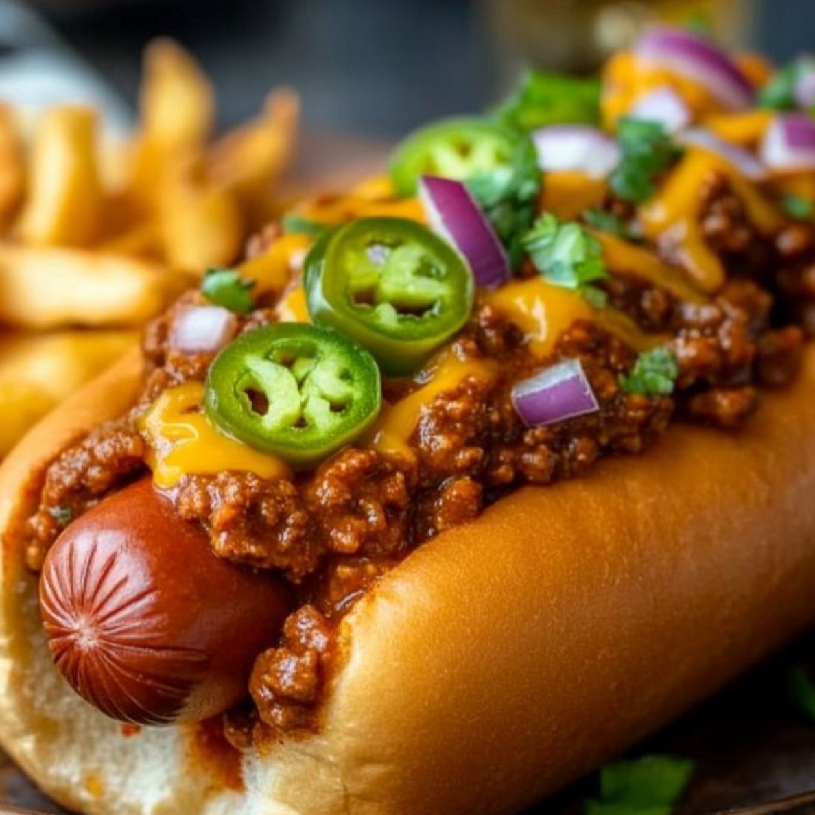 Hot Dog Chili con Frijoles