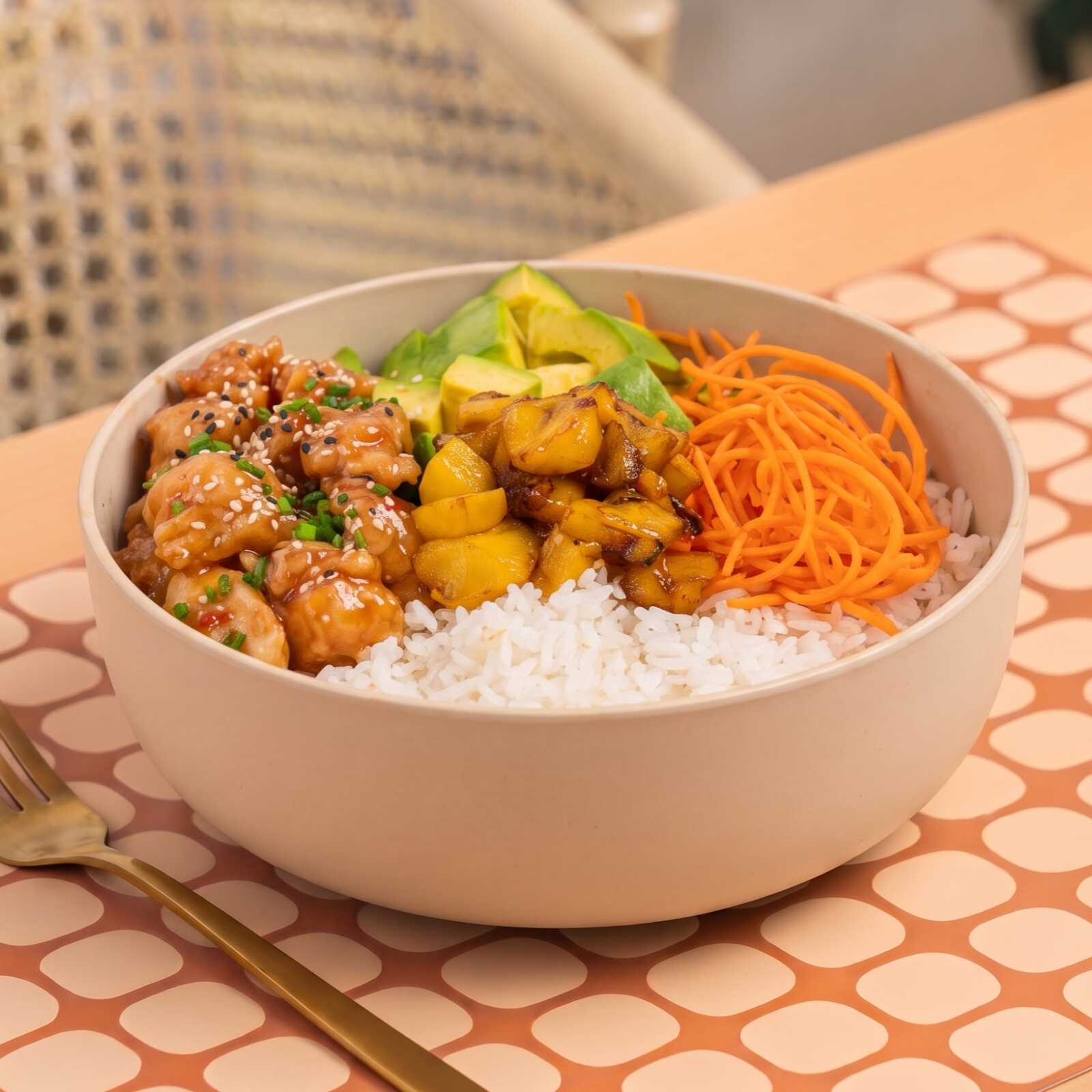 Menú Pollo Agridulce Bowl