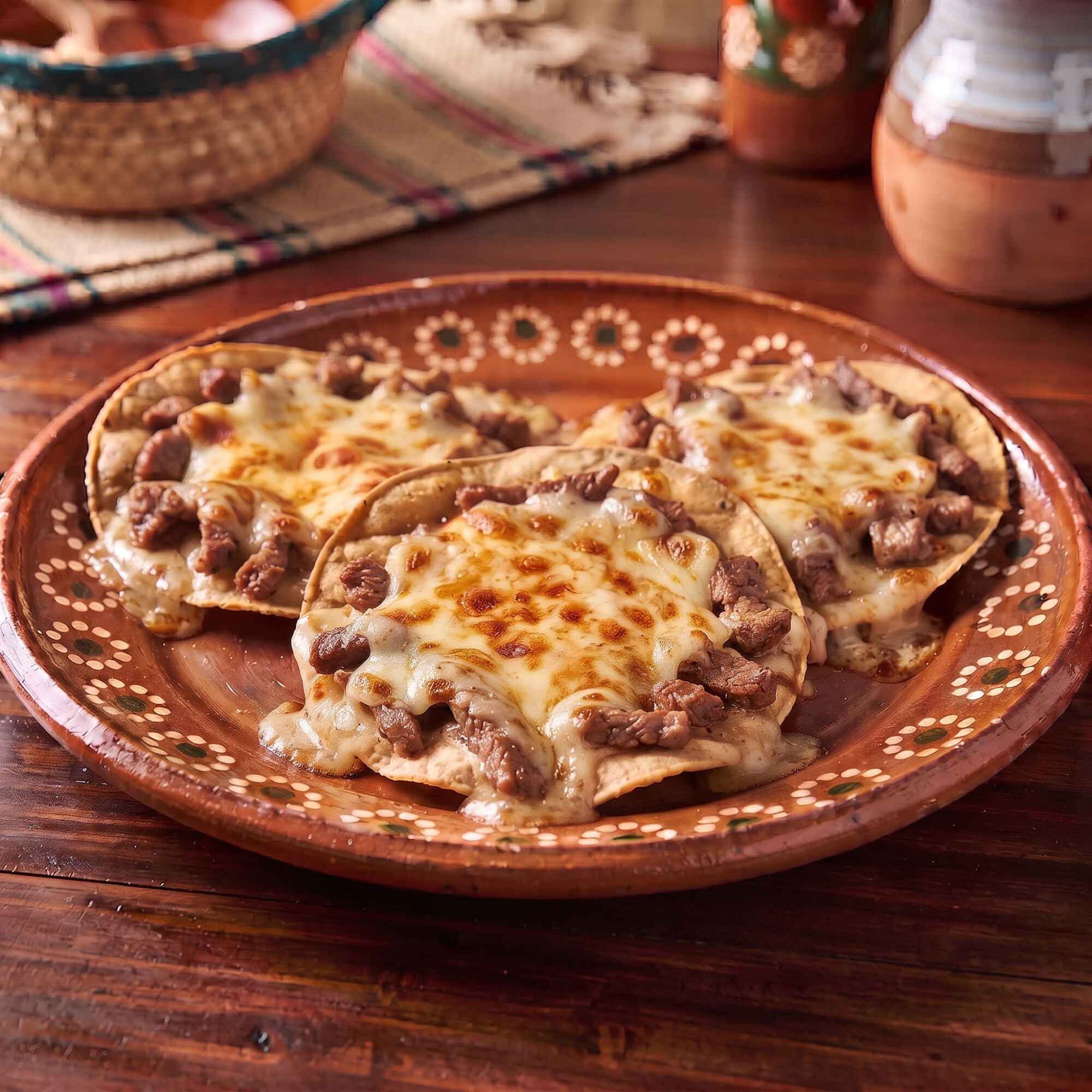Tostadita de Maiz con Queso y Sirlion
