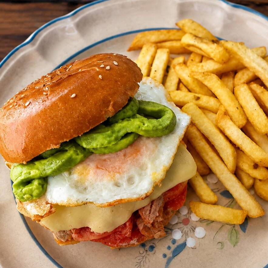 Torta de Sirloin con Huevo y Guacamole