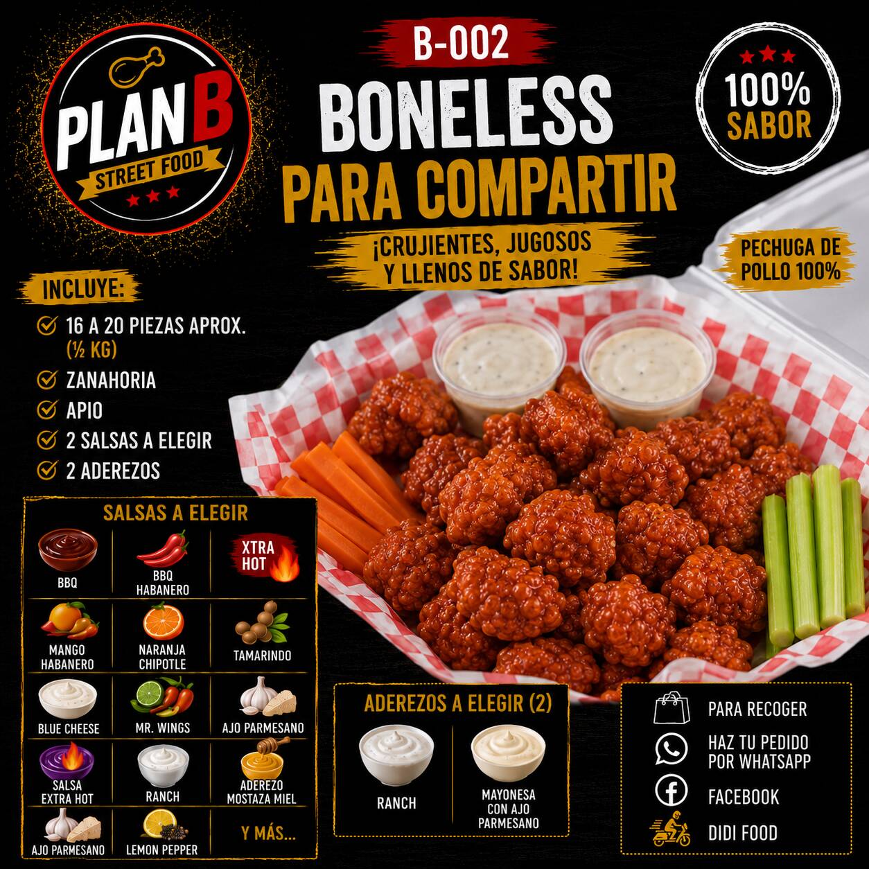 Boneless Medio Kilo (16 a 20 Piezas)