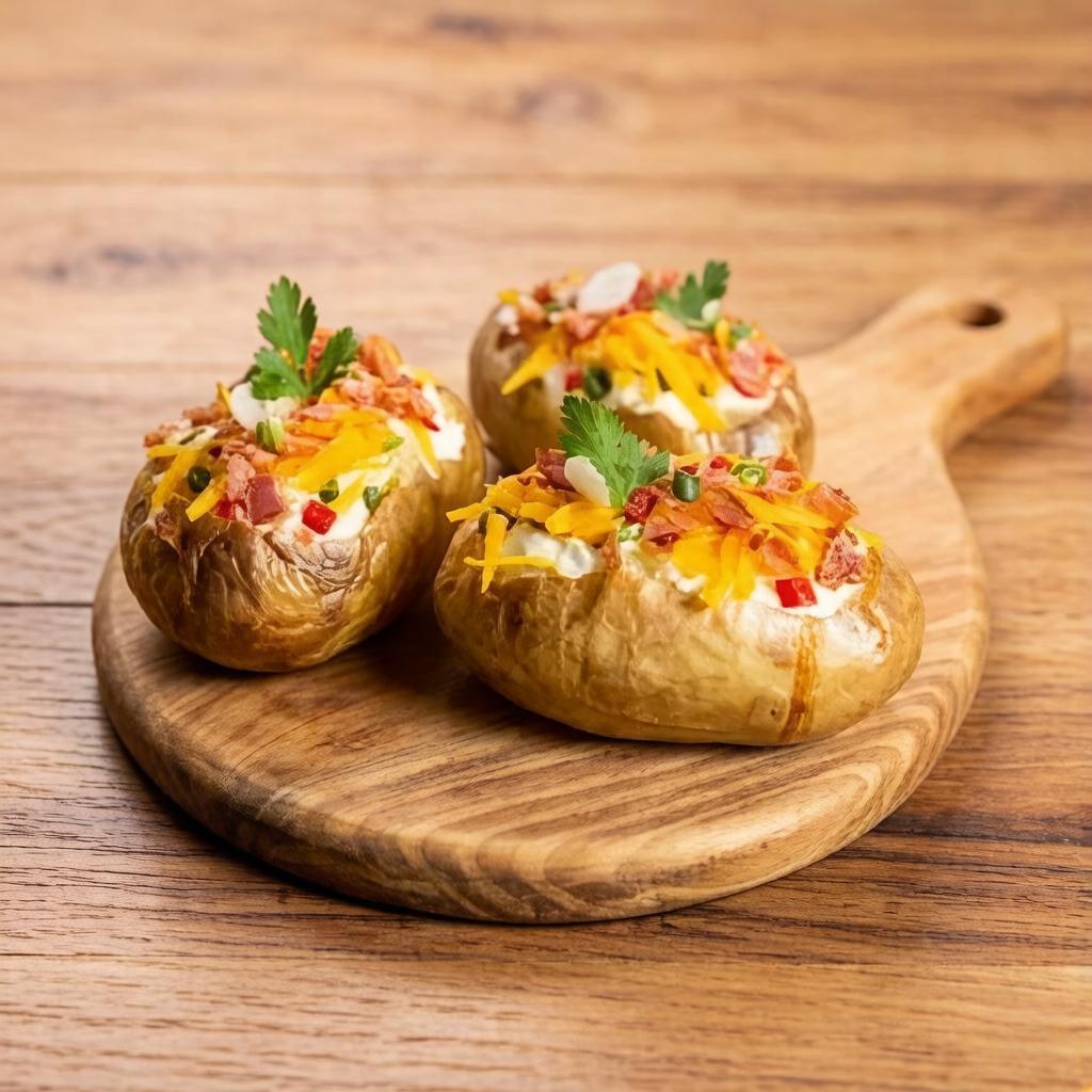 Delicie-se com a nossa Batata Recheada, uma opção perfeita para quem busca uma refeição saborosa e reconfortante! Feita com uma batata assada no ponto certo e recheada com ingredientes frescos e selecionados, cada pedaço é uma explosão de sabores. Podendo escolher o sabor e complementar com adicionais na sua batata. (Aprox. 500g)