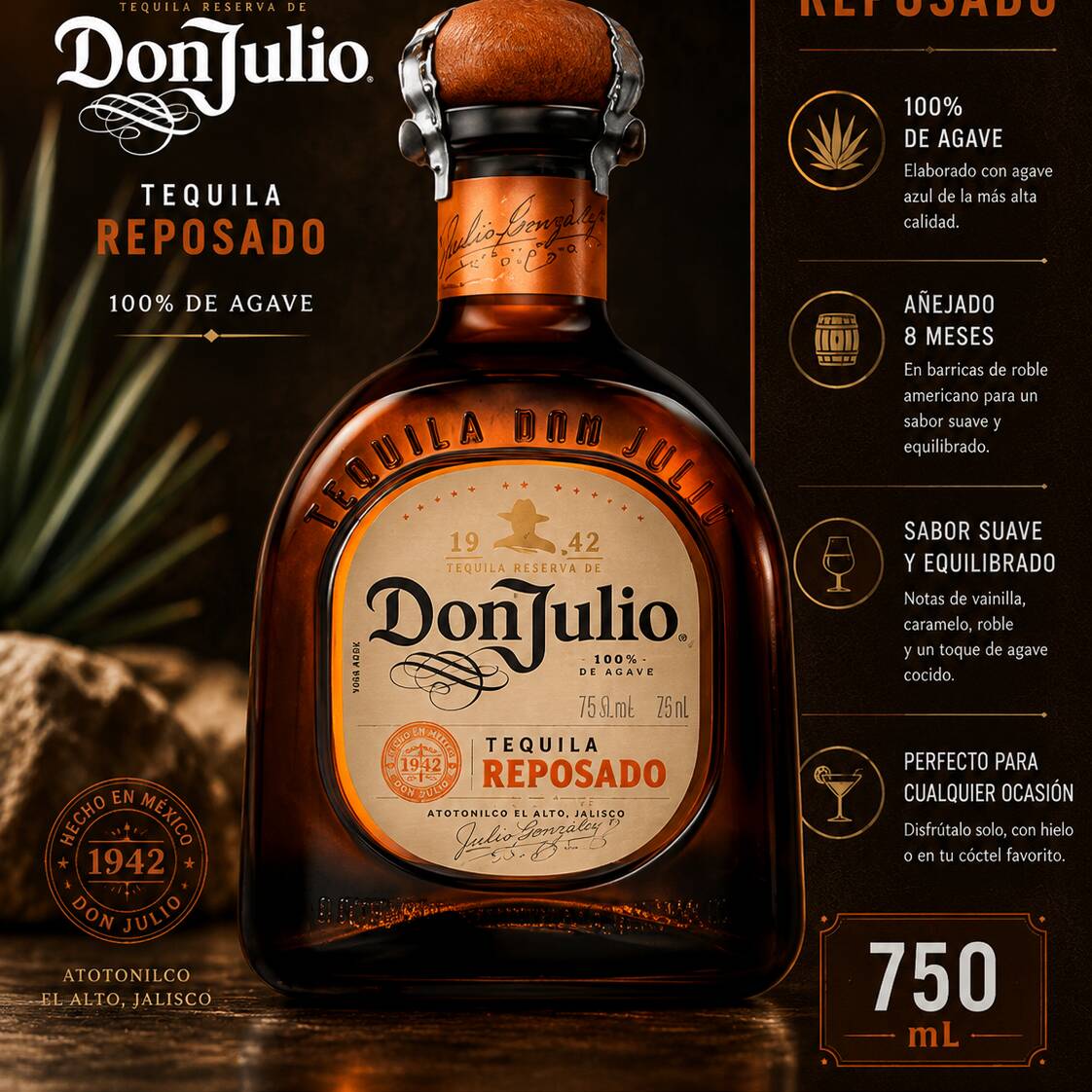 Tequila Don Julio Reposado X 700 Ml