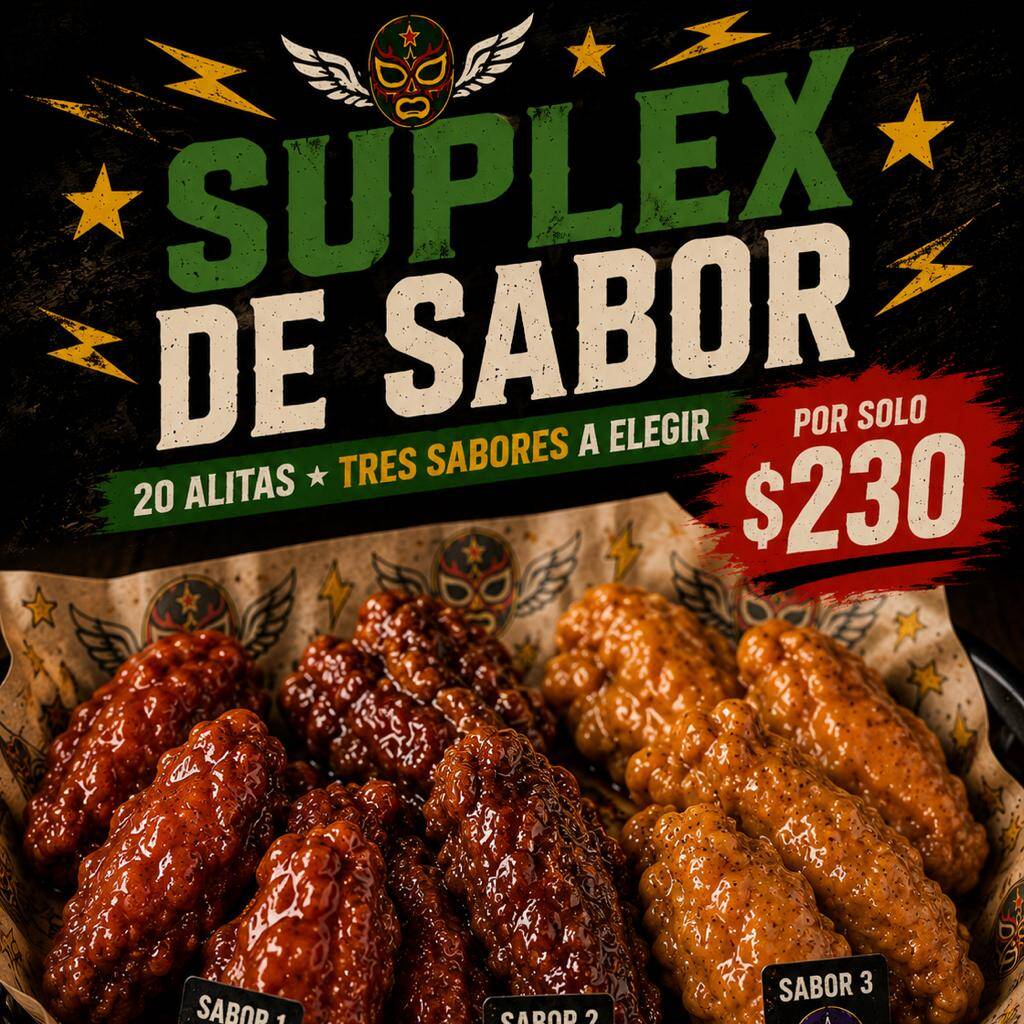20 Alitas (3 Sabores a Elegir)