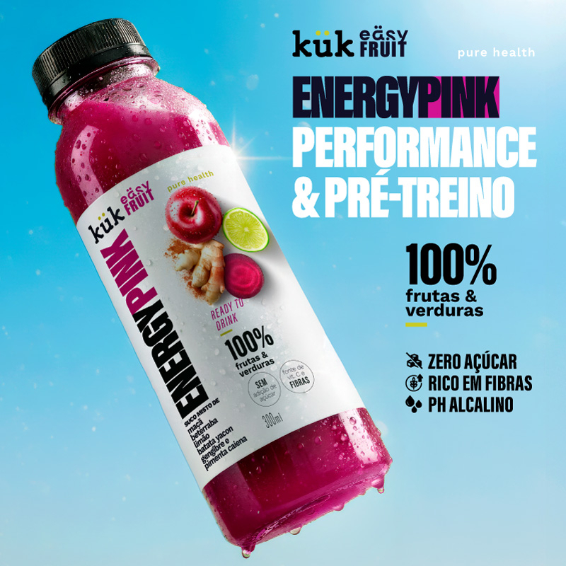 Suco misto de maçã, beterraba, limão, batata yacon, gengibre e pimenta caiena. Colorido, intenso e naturalmente doce, o Energy Pink combina frutas e raízes em uma receita funcional e cheia de energia. A doçura da maçã e da beterraba se mistura ao toque picante do gengibre e da pimenta caiena, criando um suco equilibrado, rico em nutrientes e com sabor surpreendente. Por que você vai amar: Feito 100% com frutas e verduras naturais. Fonte natural de fibras e energia. Prensado a frio e ultracongelado para preservar o melhor da natureza. Vegano e leve para o Dia a Dia. Sabor: intenso, levemente picante e naturalmente adocicado. Ideal para: quem quer sabor, energia e movimento na rotina. Zero açúcar. Zero glúten. Zero conservantes. Atenção: produto congelado, pronto para consumo. Descongele em temperatura ambiente por 2 horas ou geladeira por 24 horas. Gostoso, prático e sem conservantes!