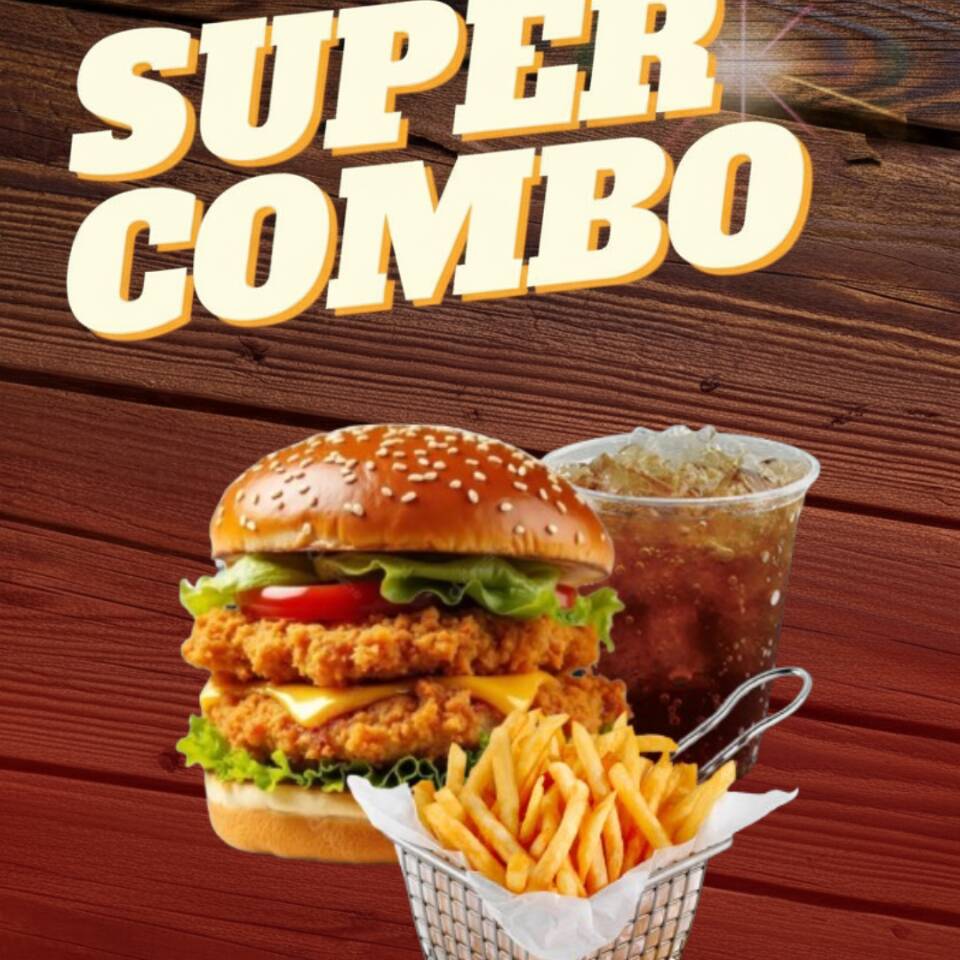 Hamburguesa Doble pollo Crispy + papas + Te