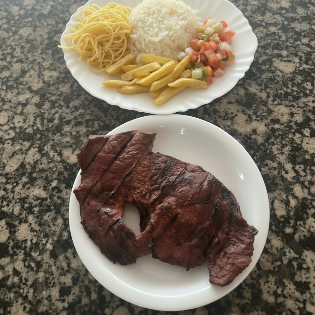 feijao arroz macarrao vinagrete farofa fritas