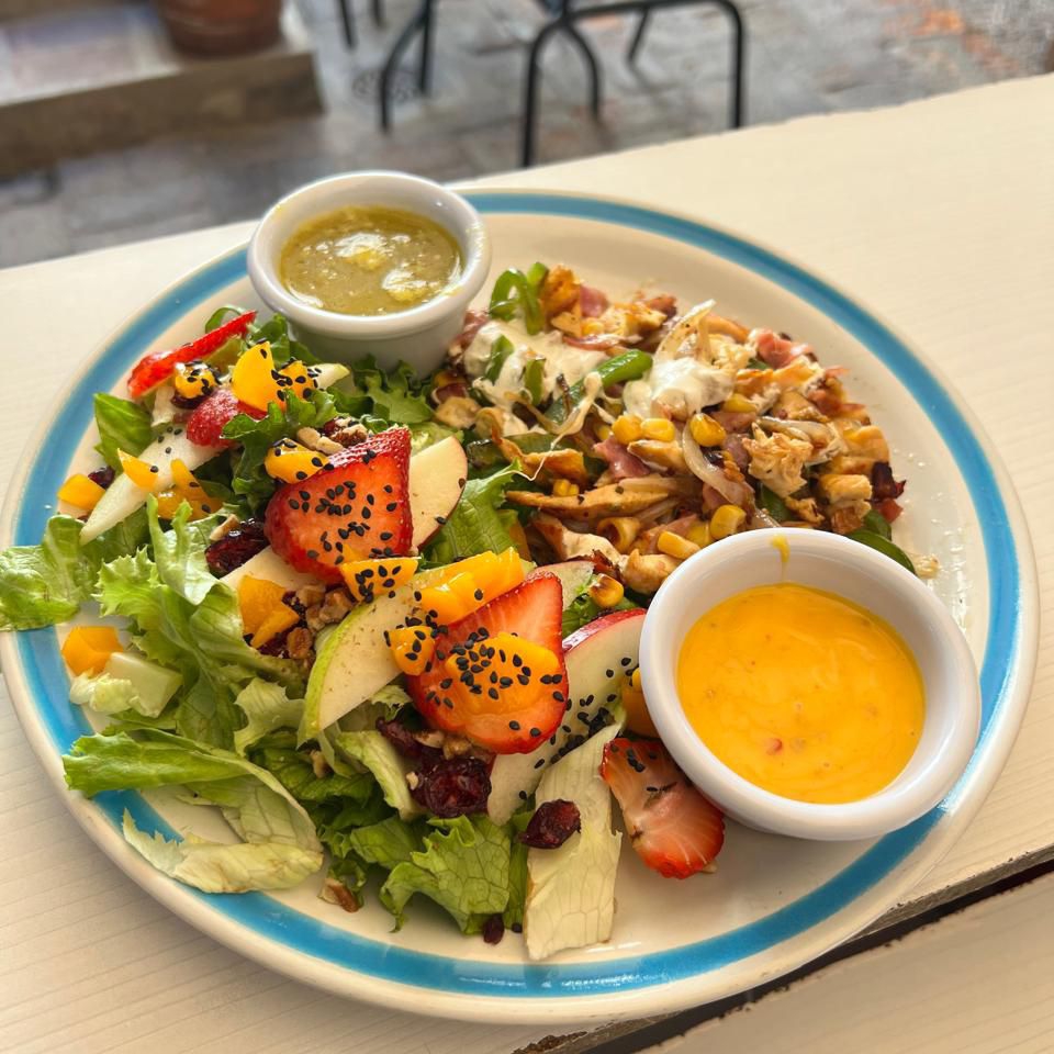 Alambrito de pollo con ensalada