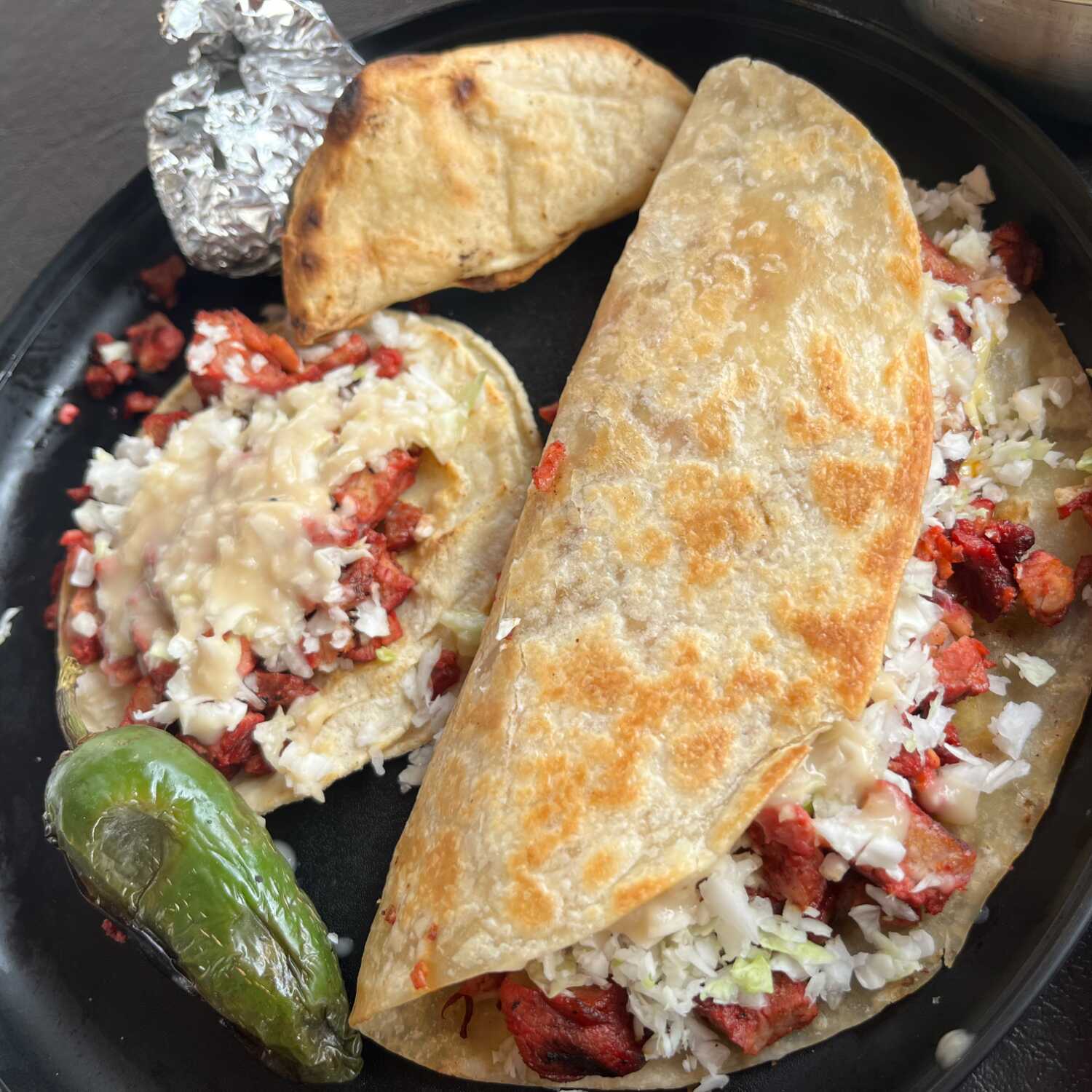 Taco de Maiz, Taco de Harina Adobada y Bebida