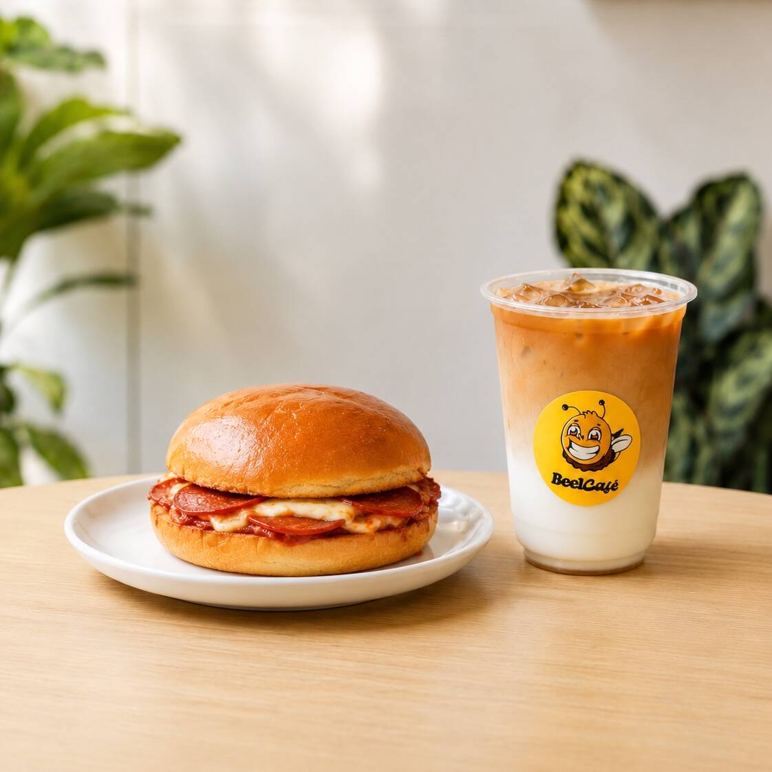 Iced Latte + Pizza Munch