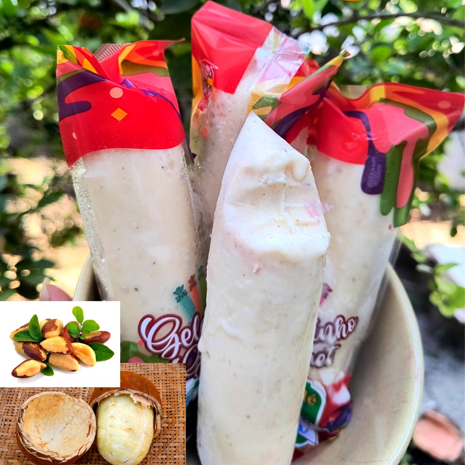 Recheio de cupuaçu batido com castanha 🌰 triturado, macio saboroso cítrico, cremoso. 150 gramas serve uma pessoa.